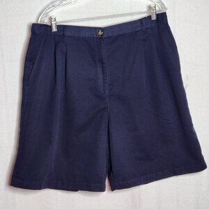 Karen Scott Sport Navy Blue Poly Button Up Stretch Waist Bermuda Shorts Size 18